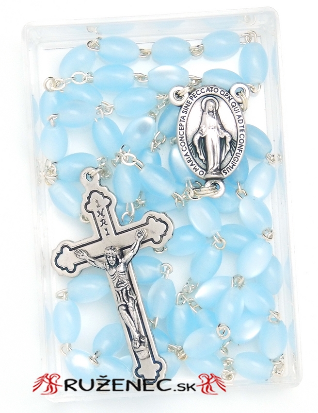 Rosary - lightblue pearlescent beads 5x7mm