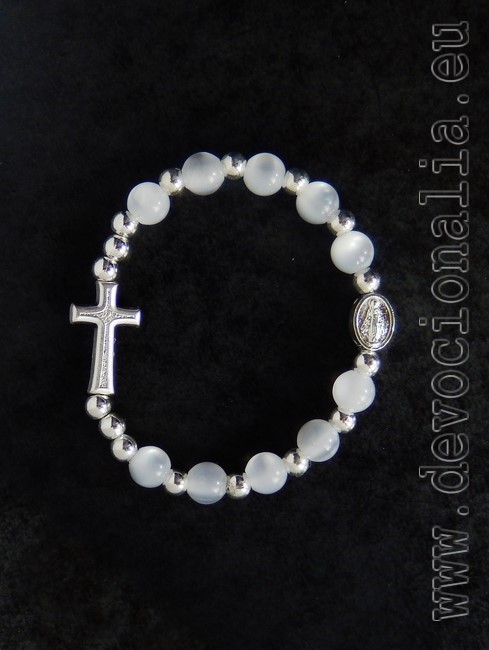Rosary Bracelet on elastic - childrens - white