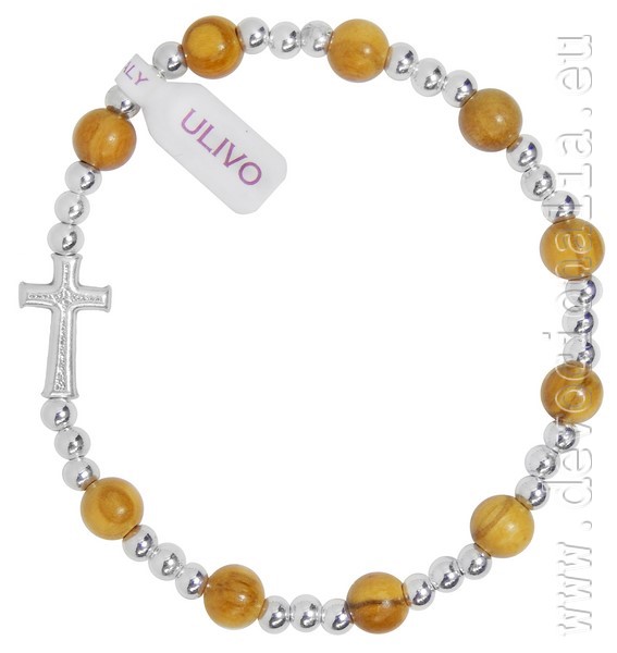 Olive wood Rosary Bracelet on elastic
