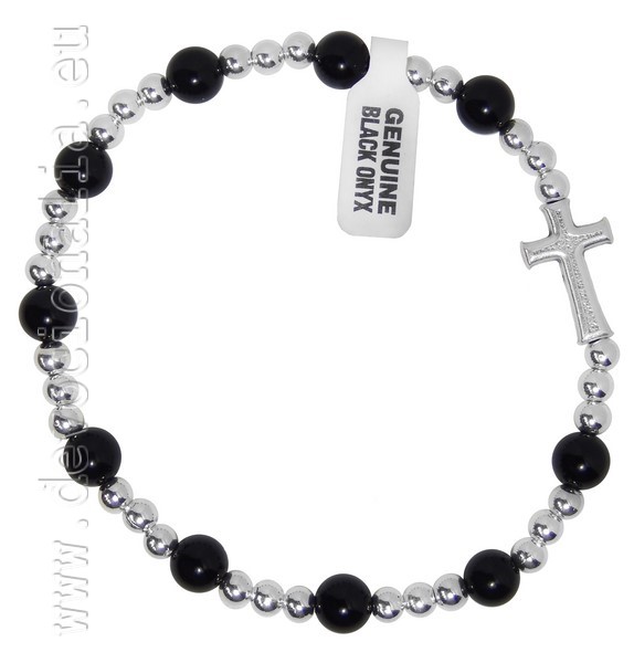 Black onyx Rosary Bracelet on elastic