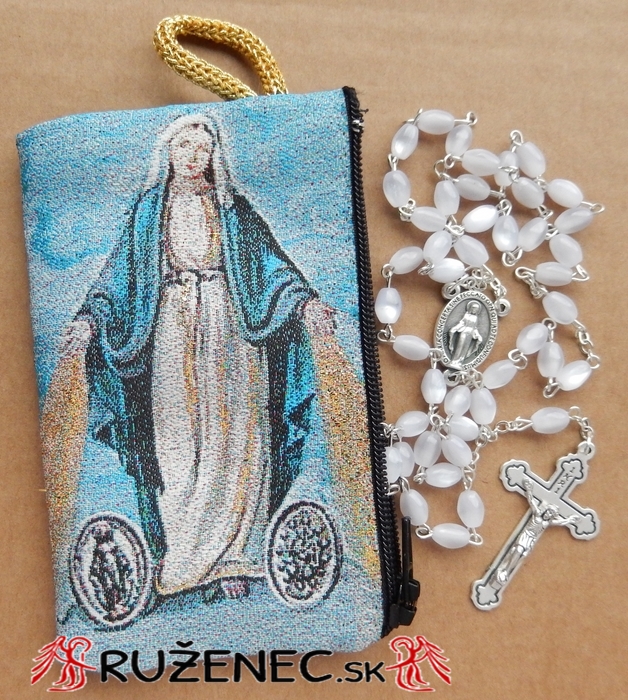 Woven Rosary holder with glass rosary - Mary b