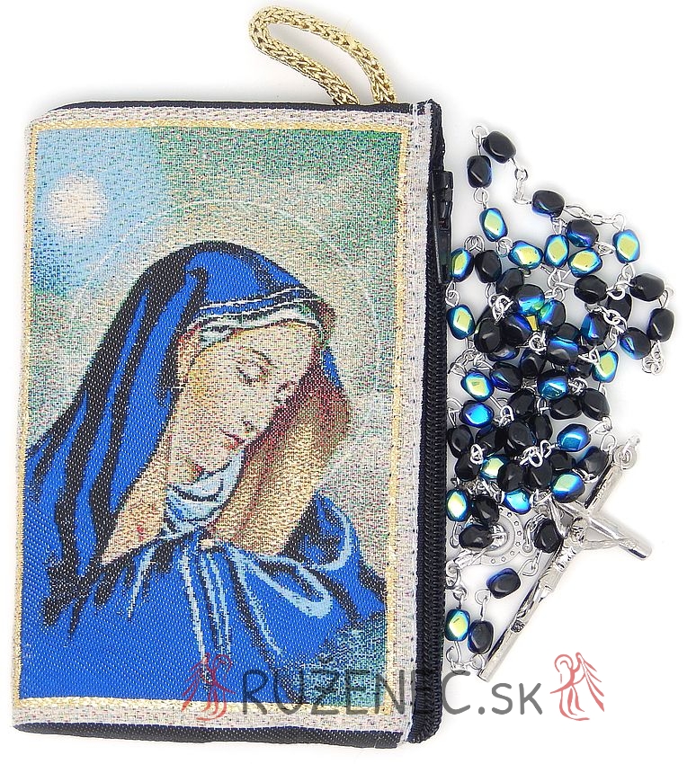 Woven Rosary holder with glass rosary - Painful mother