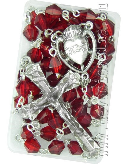 Rosary - 6mm red faceted glass beads