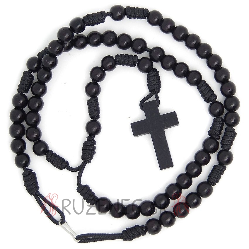 Rosary for the neck unfastened wooden - black