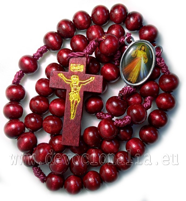 Wood knotted rosary  10mm bordo
