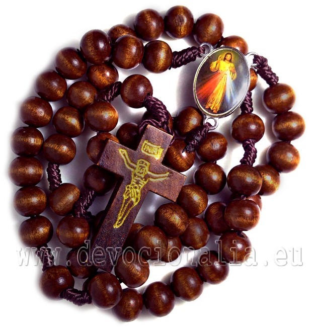 Wood knotted rosary  10mm brown