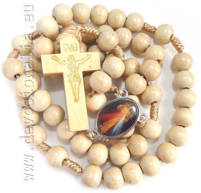 Wood knotted rosary  10mm light wood