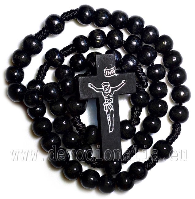 Wood knotted rosary  8mm black