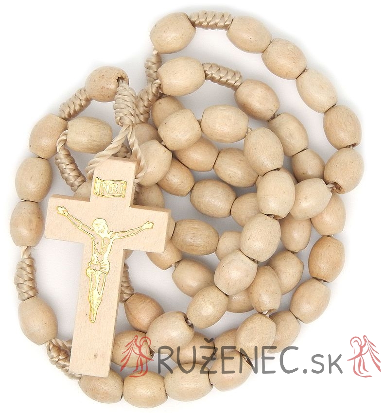 Wood knotted rosary  6x8mm light wood
