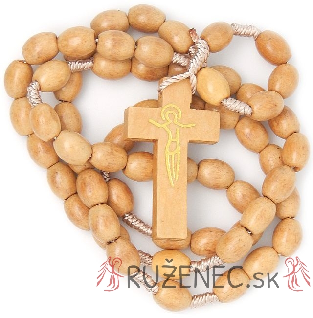 Wood knotted rosary  7x9mm light wood