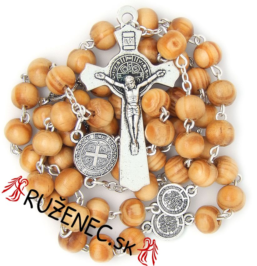 Saint Benedict rosary in natur wood - 8mm