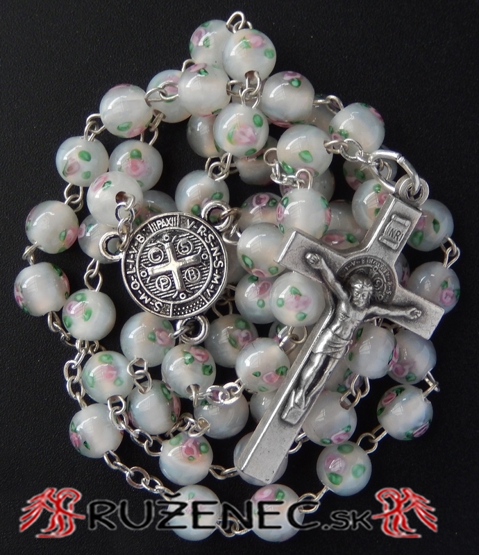 Rosary - lampwork beads 6mm - white
