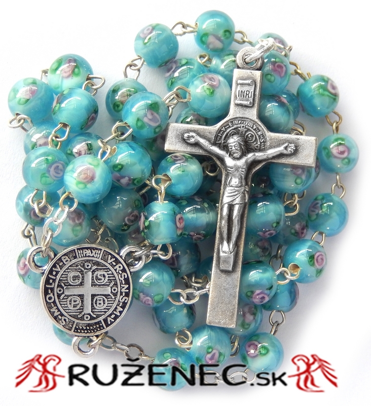 Rosary - lampwork beads 6mm - light blue