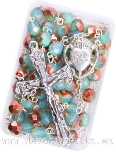 Rosary - 6mm blue-opal +bronz beads