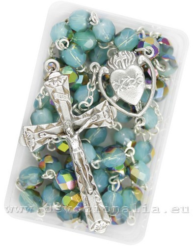 Rosary - 6mm blue-opal glittering beads
