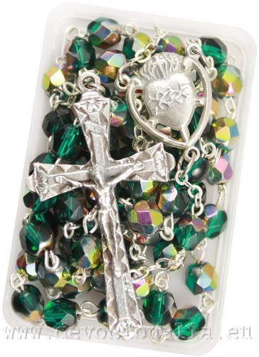 Rosary - 6mm green-dark glittering beads