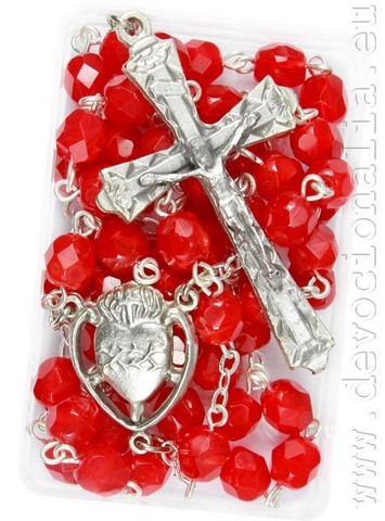 Rosary - 6mm red faceted fire-polished glass beads