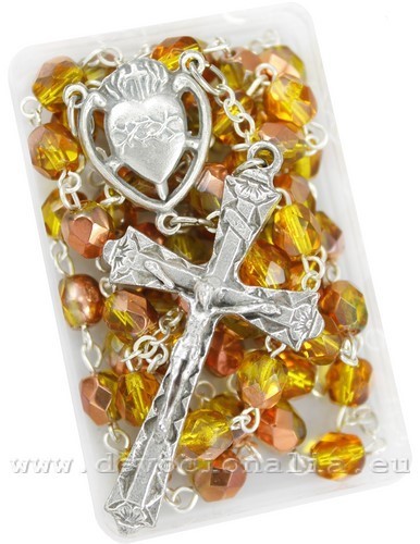 Rosary - 6mm yellow + bronz beads