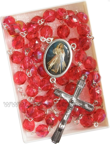 Rosary - 8mm red faceted fire-polished glass beads