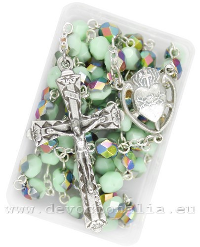 Rosary - 6mm mint green glass beads glittering
