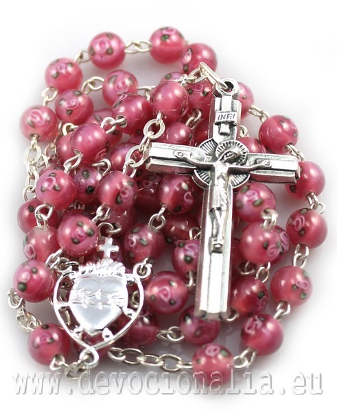 Rosary - lampwork beads 6mm - pink