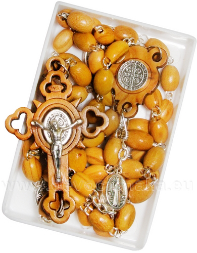 Saint Benedict rosary in olive wood 7x5mm