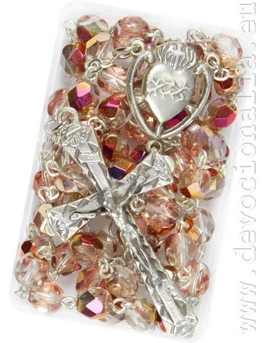 Rosary - 6mm trasparent + purple shine beads