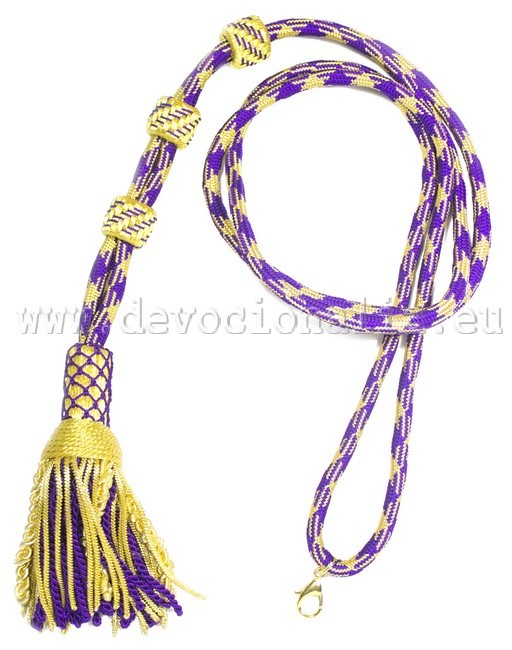 Pectoral cross cord - gold + purple