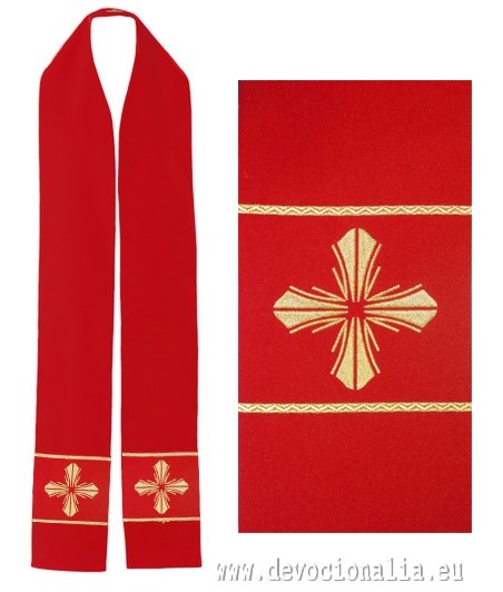 Stole red with embroidery - cross