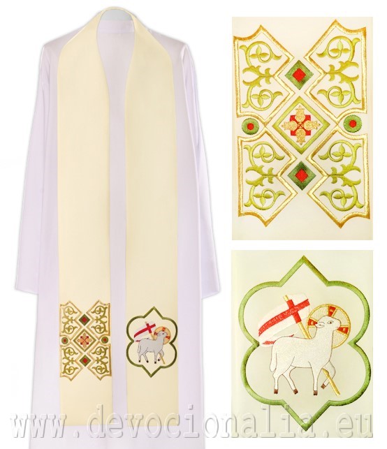Stole white ecru with embroidery - Easter