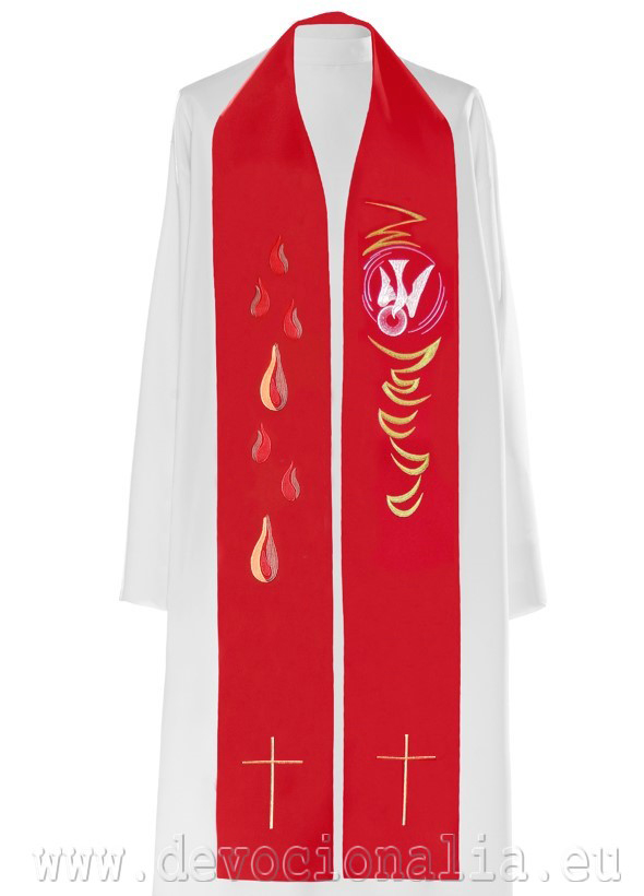 Stole red with embroidery - The Holy Ghost