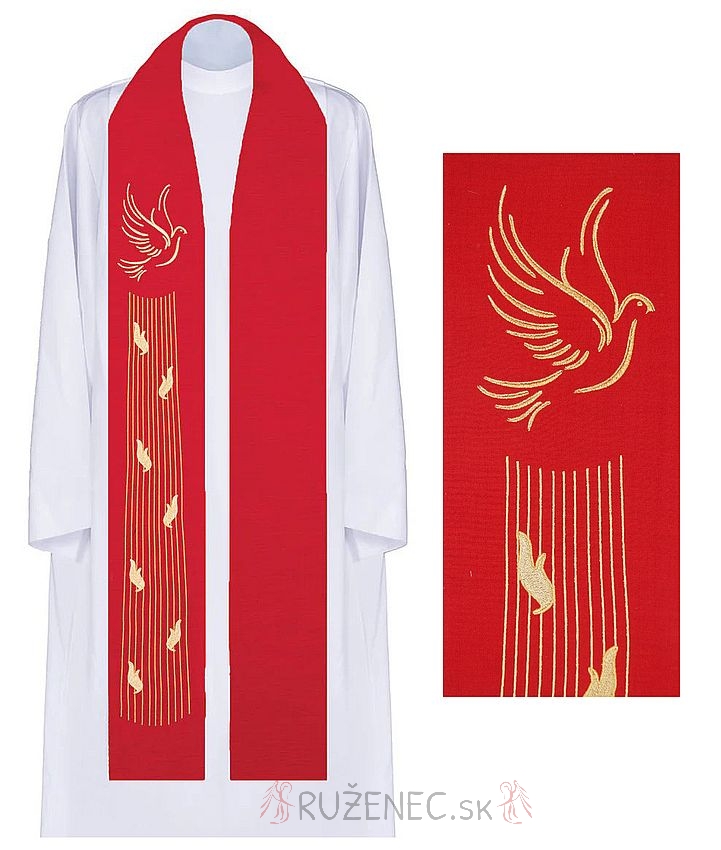 Stole red with embroidery - The Holy Ghost