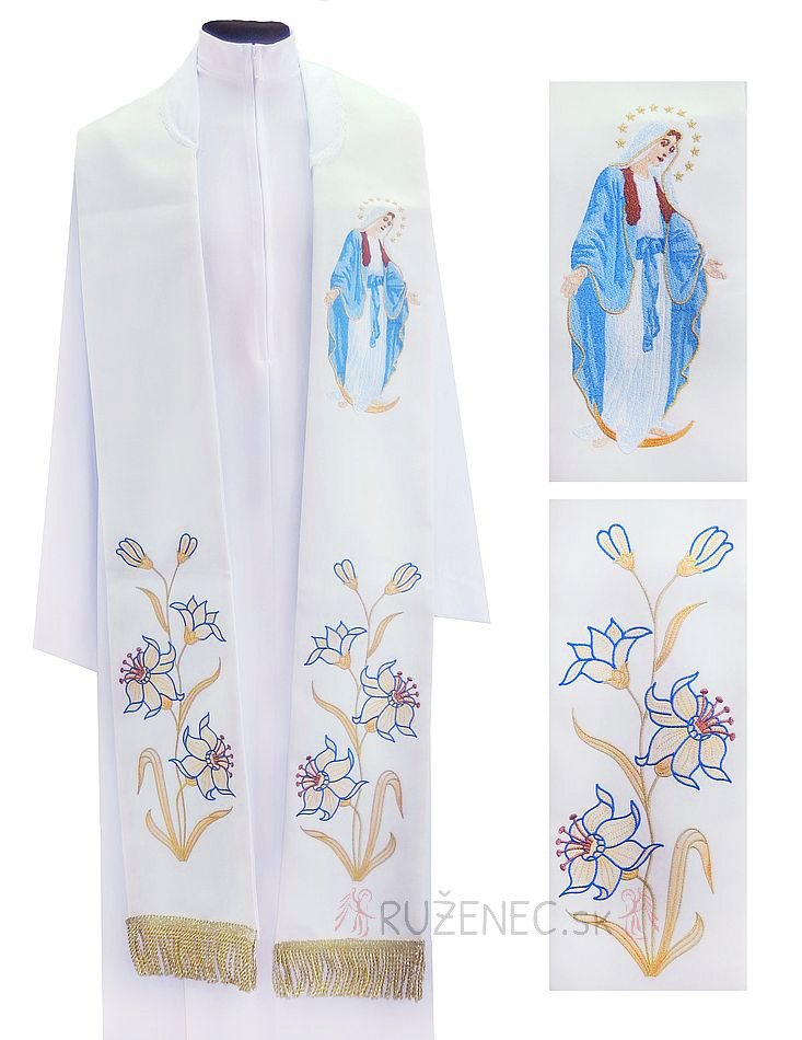 Stole white ecru - with embroidery - Miracolous
