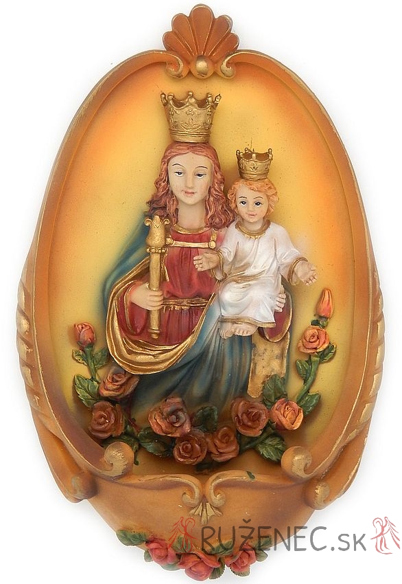 Holy wHoly water font - Mary queen of heaven with infant Jesus -