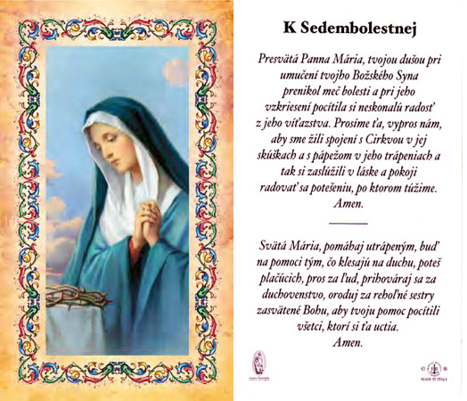 Mater Dolorosa - prayer cards - 6.5x10.5cm