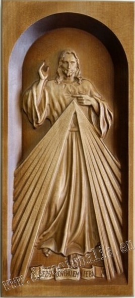 Woodcarving - Divine Mercy Jesus - 30x14cm