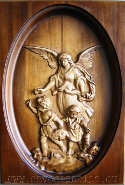 Woodcarving - Guardian Angel - 33x23cm image