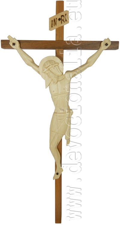 Woodcarving - crucifix with stylized corpus - 38x18cm - B