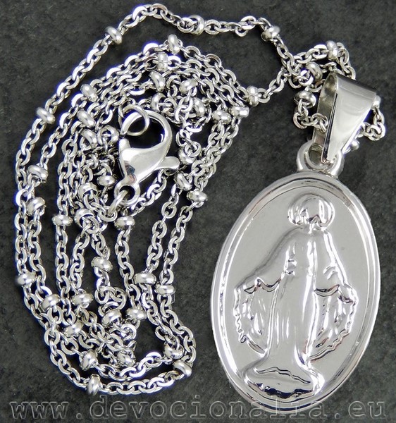 Pendant with chain - Miraculous medal - stainless steel