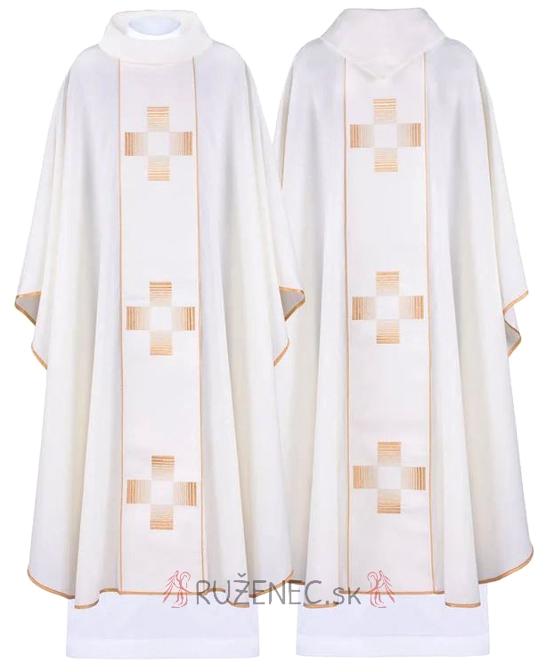 Chasuble ecru - embroidery crosses