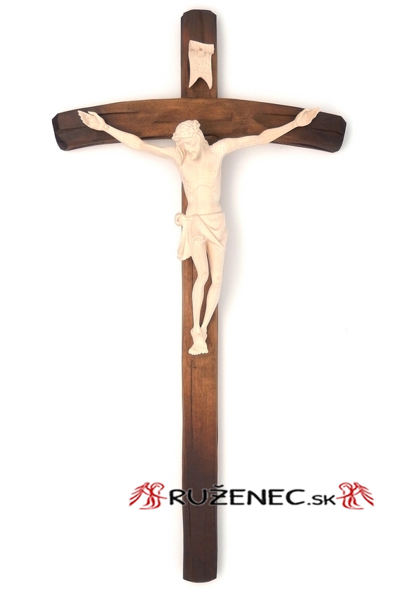 Woodcarving - crucifix with carved corpus - 39x20cm