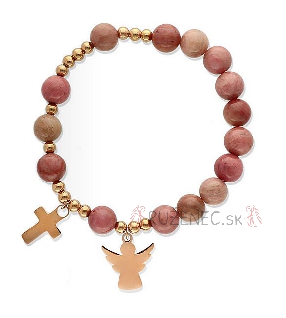 Exclusive Rosary Bracelet on elastic - rodochrozit pearls