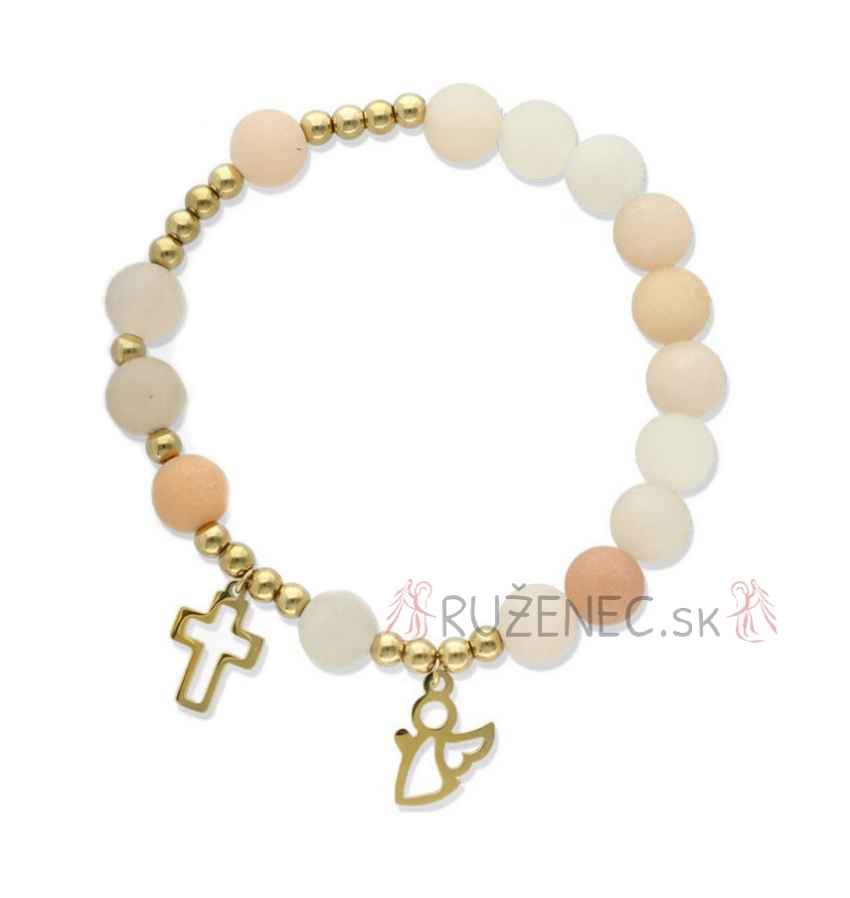 Exclusive Rosary Bracelet on elastic - pink aventurin pearls