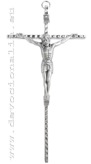 Metallic crucifix 20cm - nickel Colour