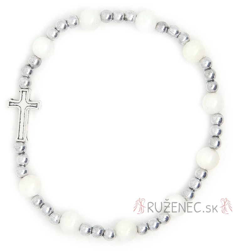 Mother of Pearl Rosary Bracelet on elastic