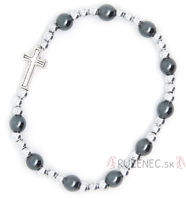 Hematite Rosary Bracelet on elastic