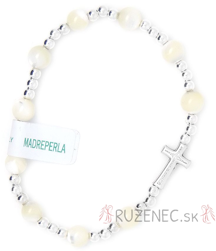 Mother of Pearl Rosary Bracelet on elastic