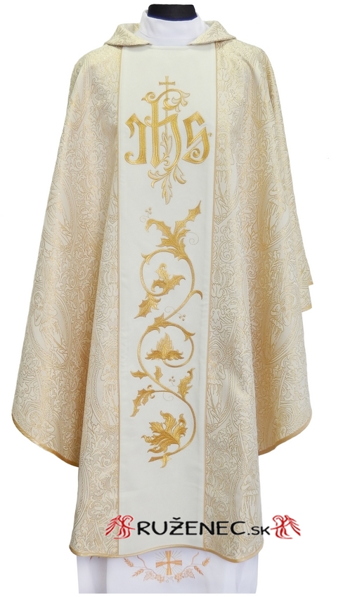 Gold Chasuble - embroidery IHS +