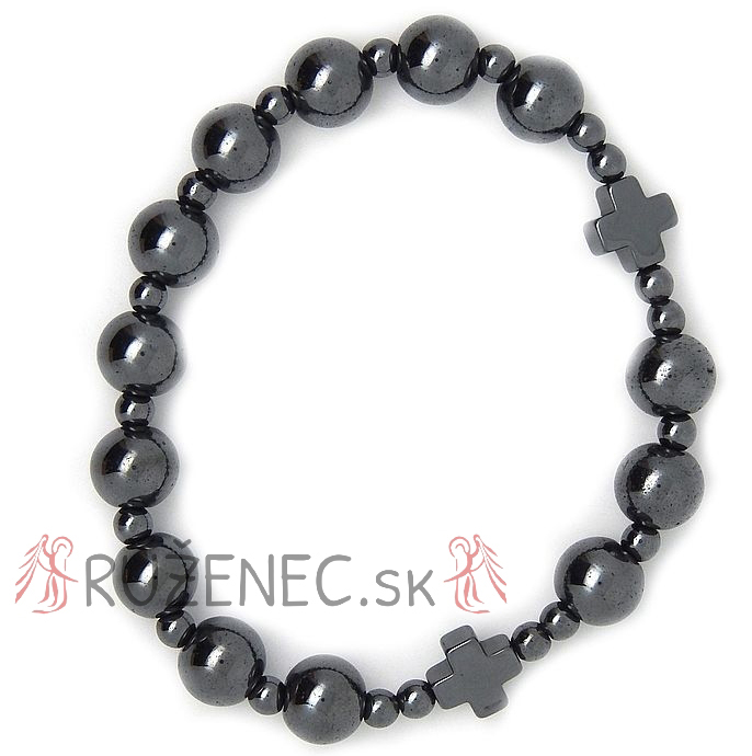 Hematite Rosary Bracelet on elastic 10mm