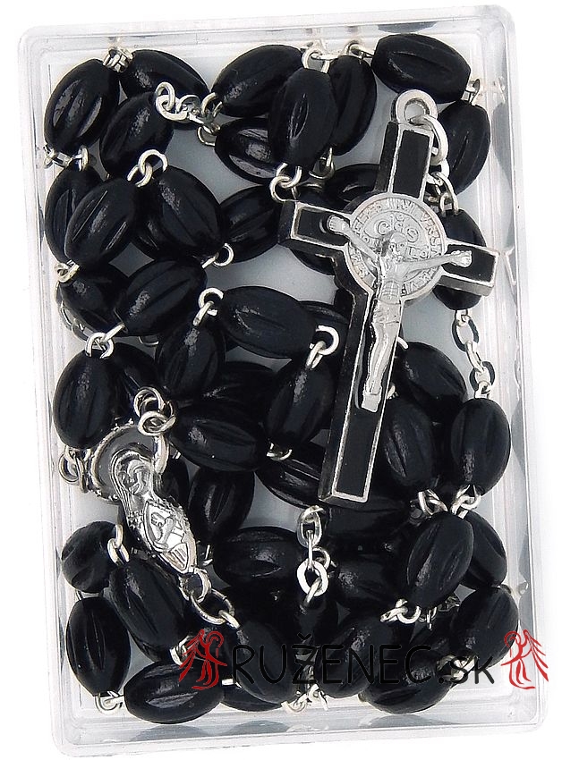 Wood Rosary - 6x9mm black wood beads